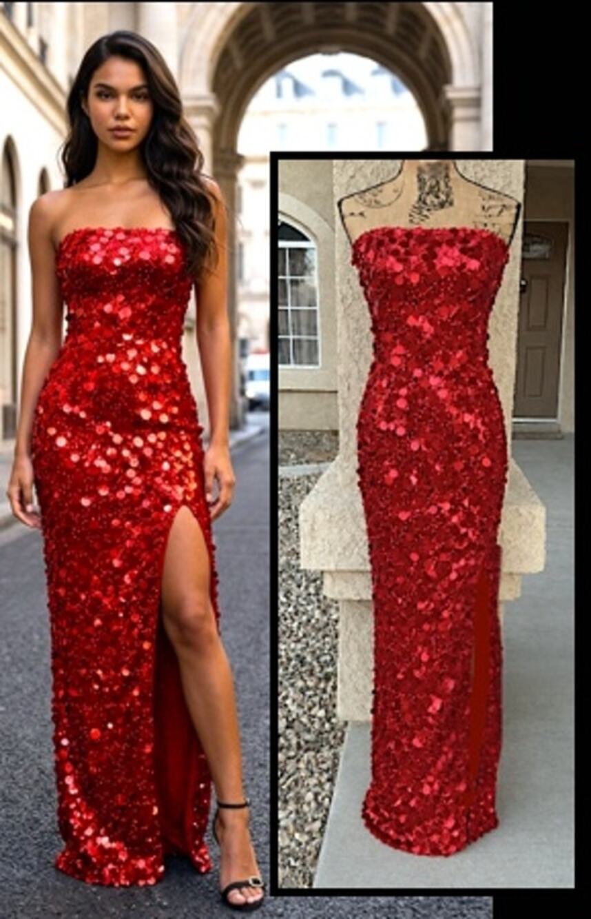 Petal and Pup Red Strapless Sequin Maxi Dress Size S